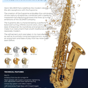 SELMER Supreme Alto Sax 中音薩克斯風